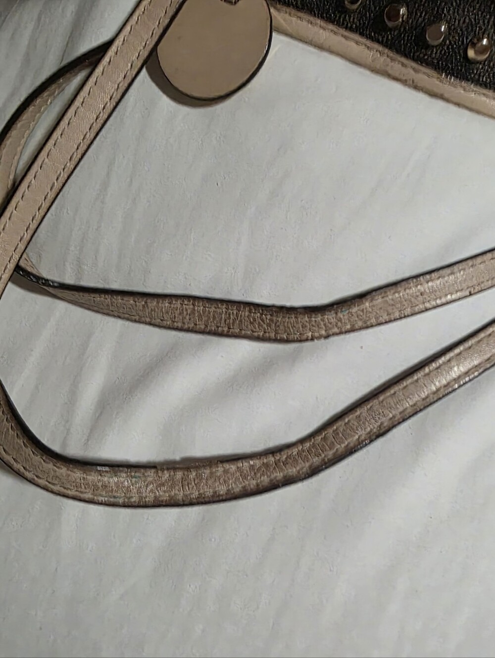 Michael Kors Jet Set Travel Studded Tote Hand Bag Brown, Tan and Gold Rare Tote - Picture 10 of 12